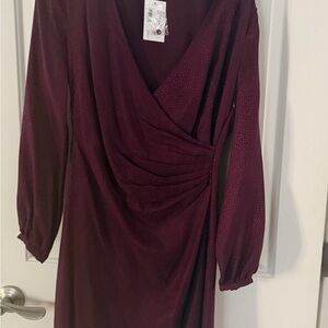 INTERMIX Deep Burgundy Long Sleeve Dress